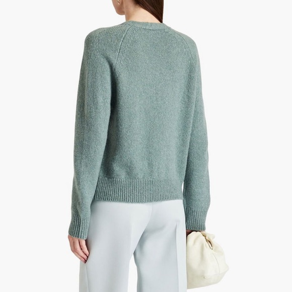 VINCE Mélange Merino Wool Cashmere Vneck Sweater Sea Foam Green - Picture 2 of 8